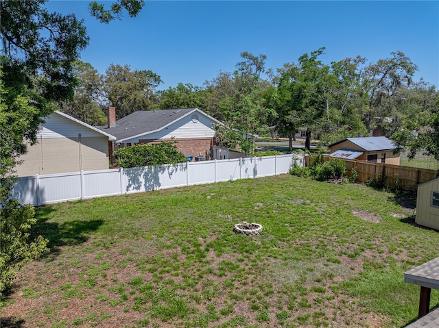 view of yard featuring a fenced backyard