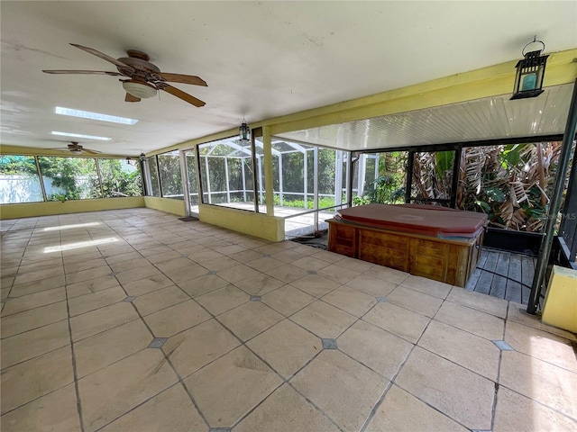 3647 Lake St, George Drive, Palm Harbor, FL 34684 - unfurnished sunroom with a jacuzzi and ceiling fan