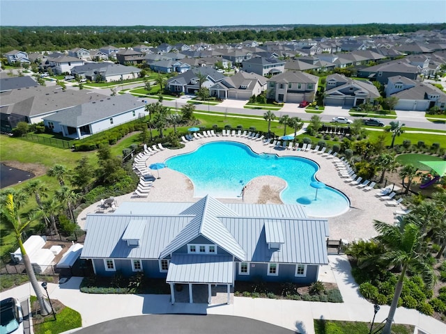 drone / aerial view with a residential view