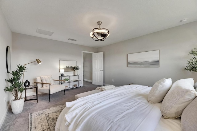 5601 Limelight Dr, Apollo Beach, FL 33572 - carpeted bedroom with baseboards and a chandelier