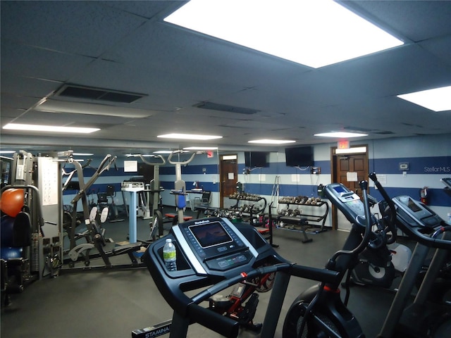 10034 64th Ave N Unit 21, Saint Petersburg, FL 33708 - exercise room with a paneled ceiling and visible vents