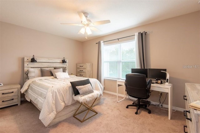 10425 Yellow Spice Ct, Riverview, FL 33578 - bedroom with baseboards, ceiling fan, and light carpet