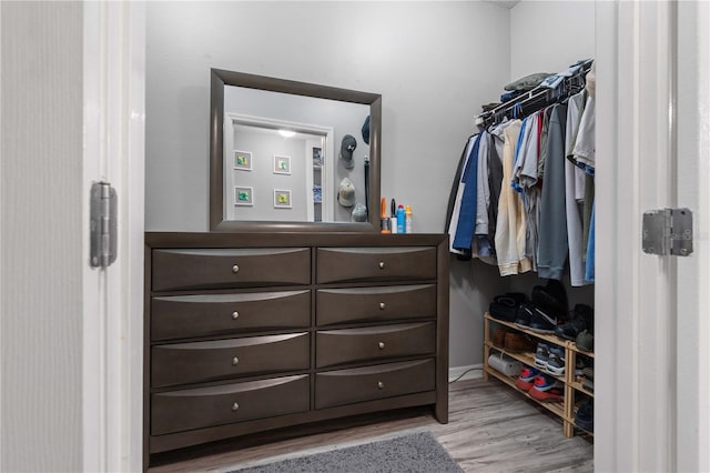 walk in closet featuring light wood-style flooring