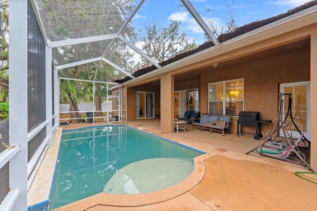 2539 Centennial Falcon Dr, Valrico, FL 33596 - view of pool with a patio area, an outdoor hangout area, and a lanai