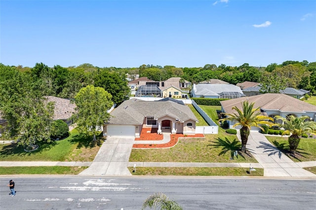 aerial view with a residential view