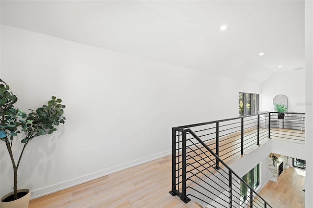 98 W Davis Blvd, Tampa, FL 33606 - stairway with recessed lighting, lofted ceiling, baseboards, and wood finished floors