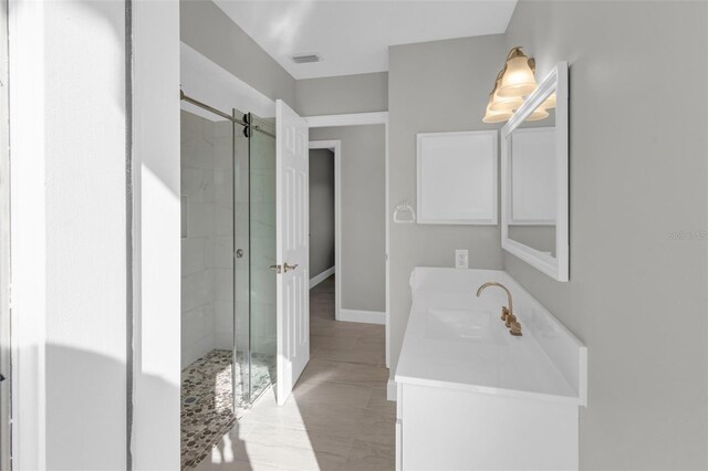 6994 Country Lakes Cir, Sarasota, FL 34243 - full bathroom featuring double vanity and a shower stall