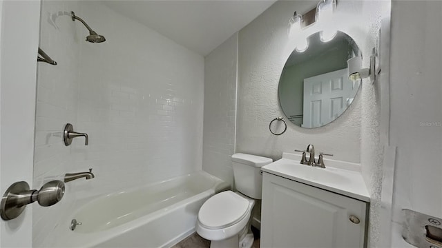 1835 Nevada Ave NE, Saint Petersburg, FL 33703 - bathroom featuring toilet, a textured wall, shower / tub combination, and vanity