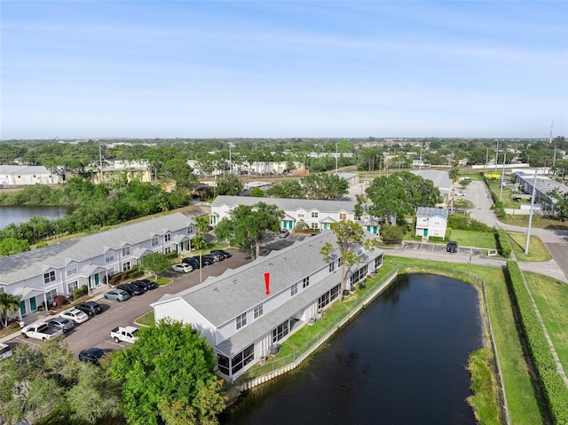aerial view of a nearby body of water