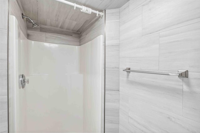 bathroom with a stall shower