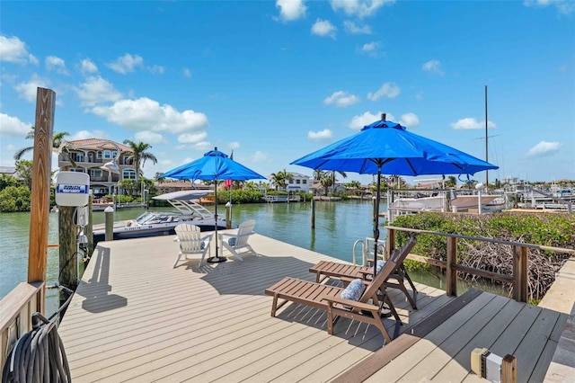 view of dock featuring a water view