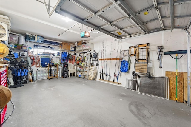 garage with a garage door opener