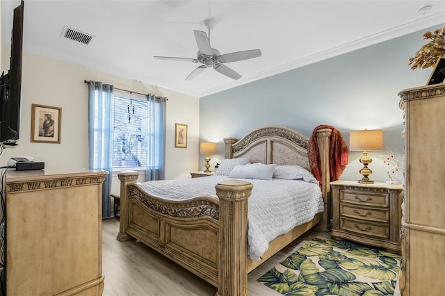 20605 Long Pond Rd, North Fort Myers, FL 33917 - bedroom with crown molding, light wood finished floors, and ceiling fan