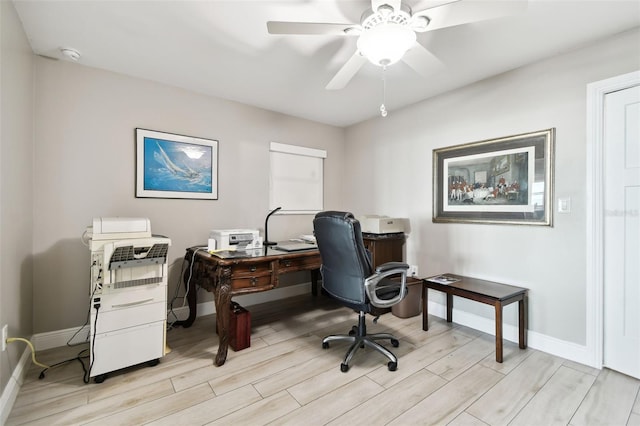 5200 Brittany Dr S Unit 1502, Saint Petersburg, FL 33715 - home office featuring light wood-style floors, baseboards, and a ceiling fan
