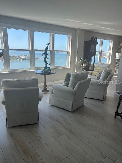 5200 Brittany Dr S Unit 1502, Saint Petersburg, FL 33715 - living room with a water view and wood finished floors