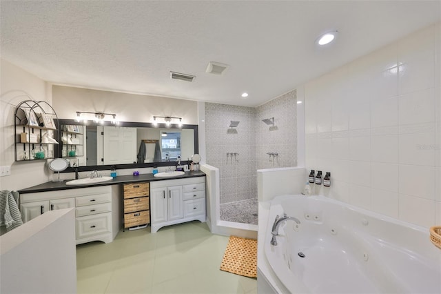 8805 Van Fleet Rd, Riverview, FL 33578 - full bath with a sink, visible vents, a walk in shower, and a tub with jets