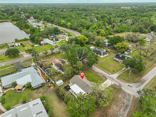 8805 Van Fleet Rd, Riverview, FL 33578 - birds eye view of property featuring a water view, a view of trees, and a residential view