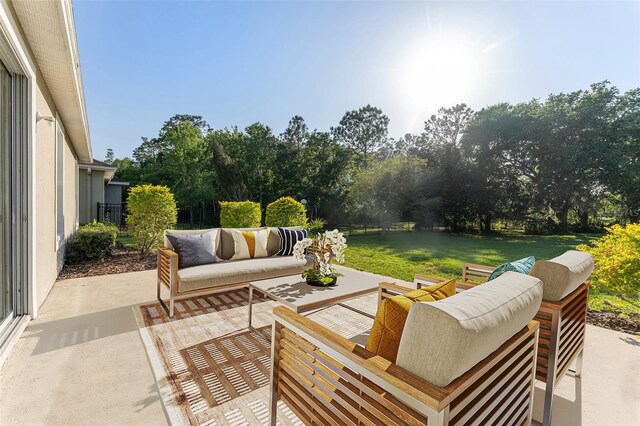 view of patio / terrace featuring an outdoor hangout area