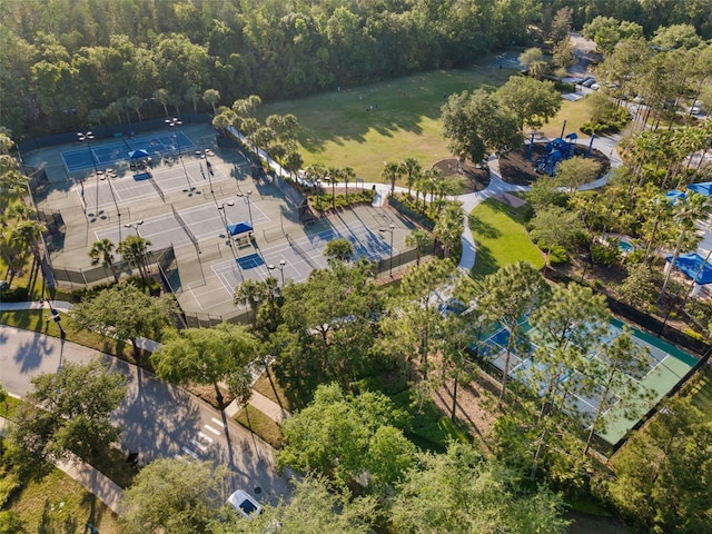 bird's eye view with a view of trees
