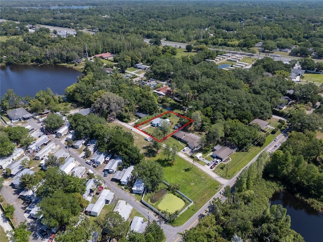 17111 Mockingbird Ln, Lutz, FL 33548 - birds eye view of property with a forest view and a water view