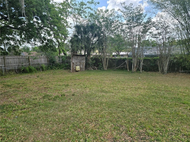 view of yard featuring a fenced backyard