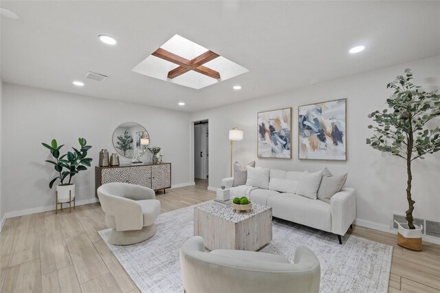 1905 Oro Ct, Clearwater, FL 33764 - living area featuring a skylight, recessed lighting, visible vents, and light wood-type flooring