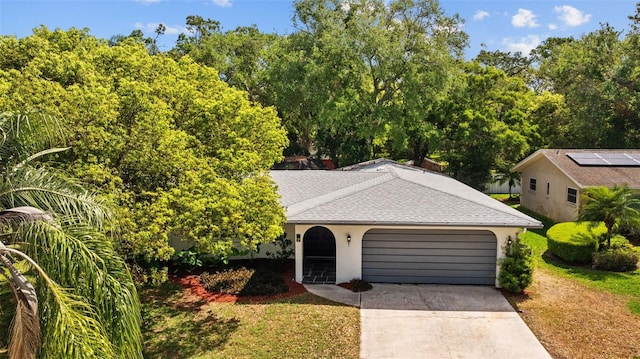 1905 Oro Ct, Clearwater, FL 33764 - view of front of home with concrete driveway, roof with shingles, a garage, and stucco siding