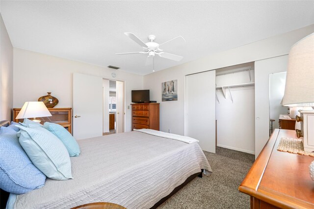 6920 Lafayette N Unit 6920, Pinellas Park, FL 33781 - bedroom with carpet, visible vents, a closet, and a ceiling fan