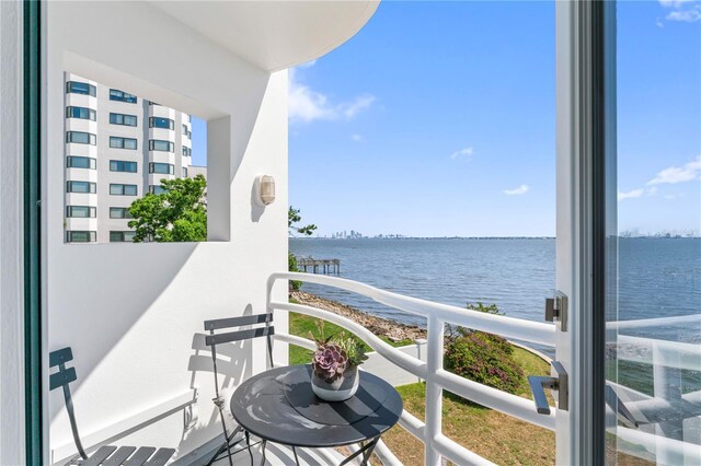 balcony with a water view