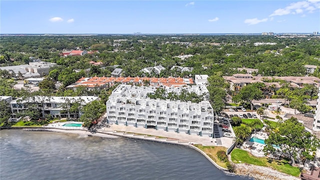bird's eye view featuring a water view