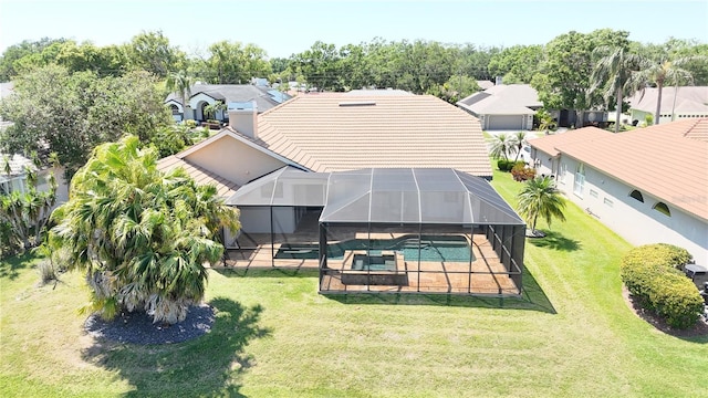 aerial view with a residential view