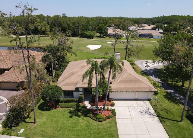 bird's eye view featuring view of golf course