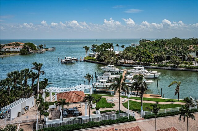 1325 Snell Isle Blvd NE Unit 607, Saint Petersburg, FL 33704 - water view featuring boat lift, a boat dock, and fence