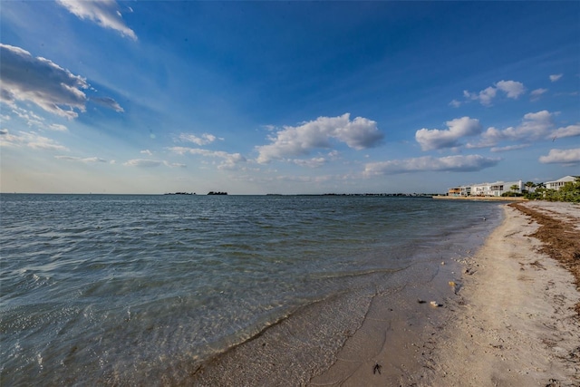 view of water feature with a view of the beach