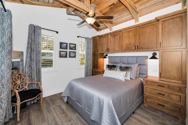 525 Lexington St, Dunedin, FL 34698 - bedroom with wood finished floors, baseboards, wooden ceiling, and a ceiling fan