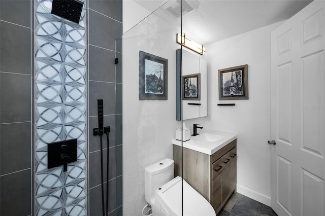 525 Lexington St, Dunedin, FL 34698 - bathroom with vanity, toilet, a shower, and baseboards