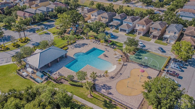 drone / aerial view with a residential view