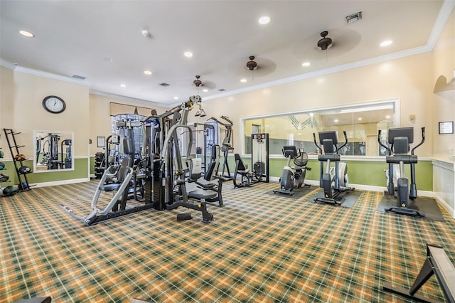 10103 Courtney Oaks Cir Unit 103, Tampa, FL 33619 - gym featuring carpet flooring, baseboards, visible vents, and recessed lighting