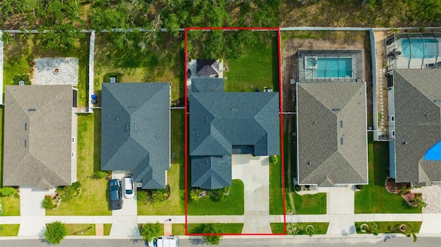 bird's eye view with a residential view