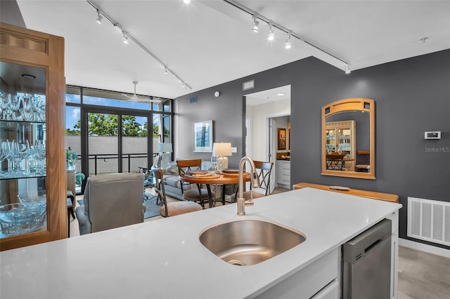 400 4th Ave S Unit 401, Saint Petersburg, FL 33701 - kitchen with dishwasher, a sink, rail lighting, and visible vents