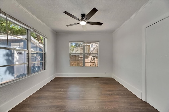 2920 N 11th St, Tampa, FL 33605 - spare room featuring dark wood finished floors, a textured ceiling, ornamental molding, and ceiling fan