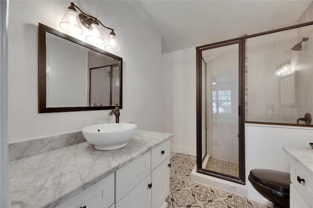 2920 N 11th St, Tampa, FL 33605 - full bathroom with tile patterned flooring, toilet, a shower stall, and vanity