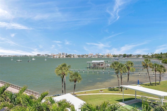 water view with a city view