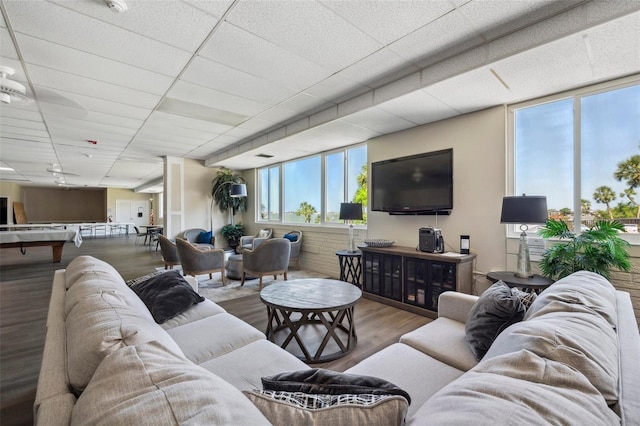 living area with a wealth of natural light and wood finished floors