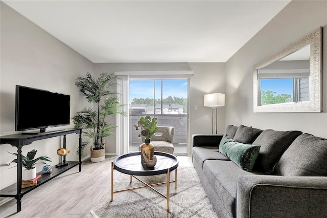living room featuring baseboards and wood finished floors