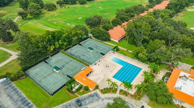 drone / aerial view with golf course view