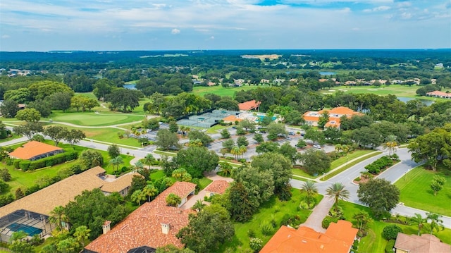 drone / aerial view featuring golf course view