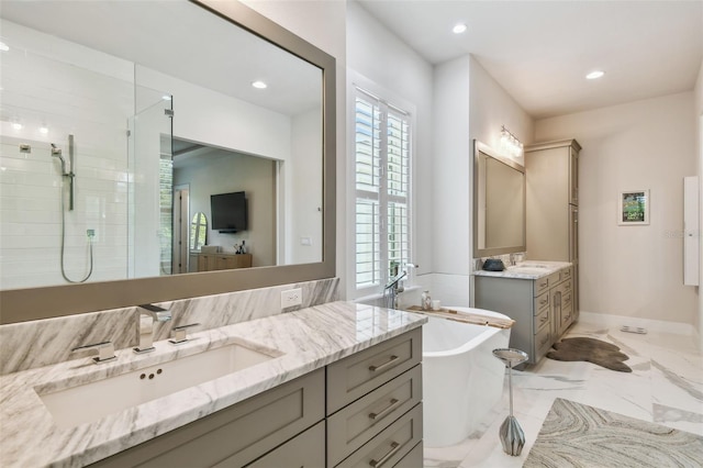 3607 W Roland St, Tampa, FL 33609 - bathroom with recessed lighting, a sink, and a wealth of natural light