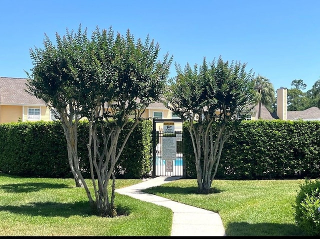 3611 Pine Knot Dr, Valrico, FL 33596 - view of community featuring a gate, fence, and a lawn