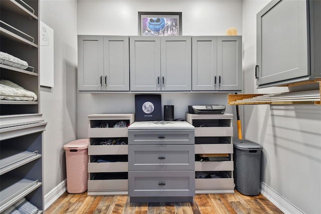 spacious closet featuring light wood-style flooring